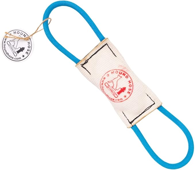 Rock-N-Rescue Hound Hose Firehose Dog Toy - Interactive Training Tug Rope from Durable Recycled Fire Hose. Indoor Outdoor Fetch Toy, Small with Rescue Rope Handles