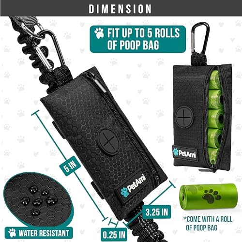 PetAmi Dog Poop Bag Holder for Leash, Pet Waste Bag Dispenser, Black 2PK - Image 4