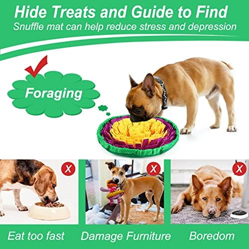 Vivifying Snuffle Mat for Dogs, Enrichment Dog Puzzle Toys for Slow Eating and Keep Busy, Adjustable Sniff Mat Encourages Natural Foraging Skills and Mental Stimulation(Yellow Purple) - Image 4