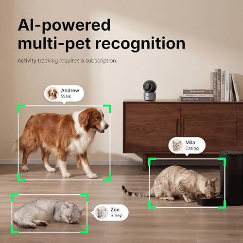 AI Pet Camera Indoor, Multi-Pet Recognition for Up to 6 Pets, 2K 3MP Dog & Cat Camera with 360° Auto Tracking, AI Daily Summaries, Night Vision, 2-Way Audio, 2.4/5GHz WiFi - Image 2