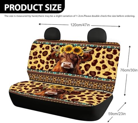 AFPANQZ Stripes Highland Cow Car Seat Cover Rear Seats Only High Stretchy Washable Bucket Seat Cushion Protector Backseats Covers for Girls Women, Fit Most Cars, Sedan, SUV, Van - Image 4