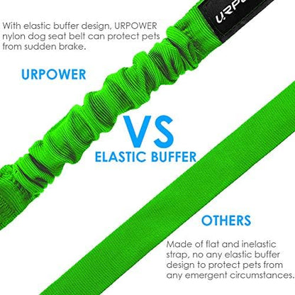 URPOWER 2 Pack Dog Seat Belt, Retractable Dog Car Harness Adjustable Pet Safety Belt with Elastic Bungee Buffer, Heavy Duty & Durable & 360 Degree Swivel Dog Seatbelts - Image 4