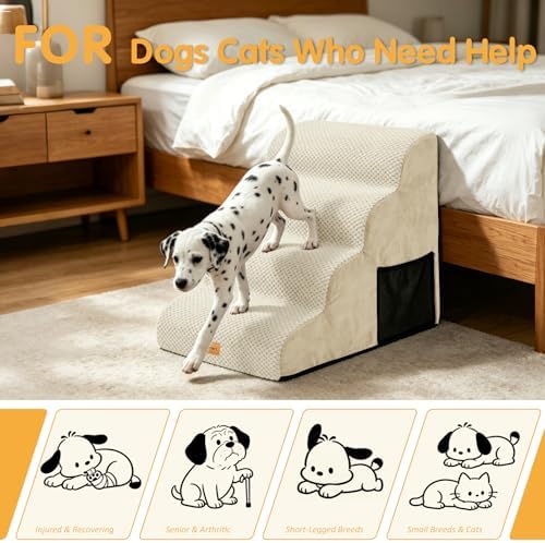 Topmart High Density Foam Dog Stairs 4 Tiers,Extra Wide Deep Pet Steps - Image 6