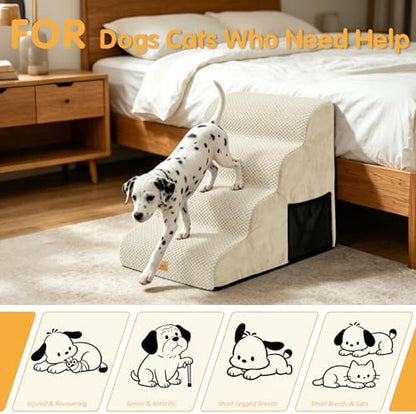 Topmart High Density Foam Dog Stairs 4 Tiers,Extra Wide Deep Pet Steps - Image 6