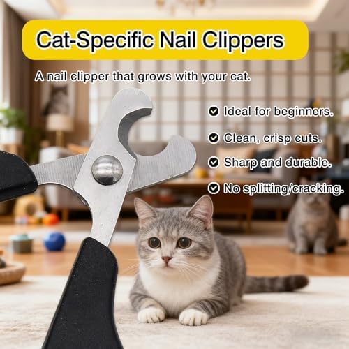 Professional Pet Nail Clippers(Yellow,2-Pack) for Cats & Small Pets, Upgraded Stainless Steel Claw Trimmers for Kittens, Puppies, Rabbits & Small Dogs - Image 2