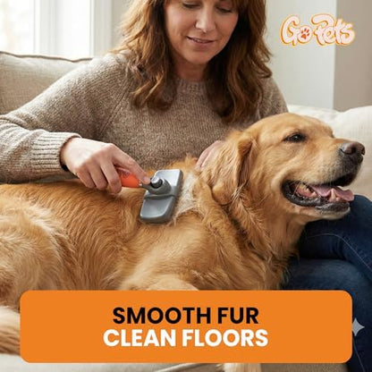 GoPets Self-Cleaning Slicker Brush for Dogs & Cats, Deshedding & Dematting - Image 6