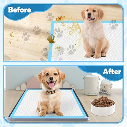 Dog Pee Pad Holder, Dog Potty Tray Silicone Puppy Pad Holder Tray Fits for 37.4" x 25.4" Training Pads, Puppy Potty Tray With 4 Clamps No Spill Raised Lip High Edge for Floor Protection (Grey) - Image 5