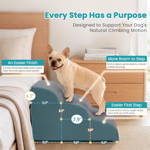 Dog Stairs for Small Dogs and Cats, 3-Step Dog Steps for Couch, 15.7" H - Image 6
