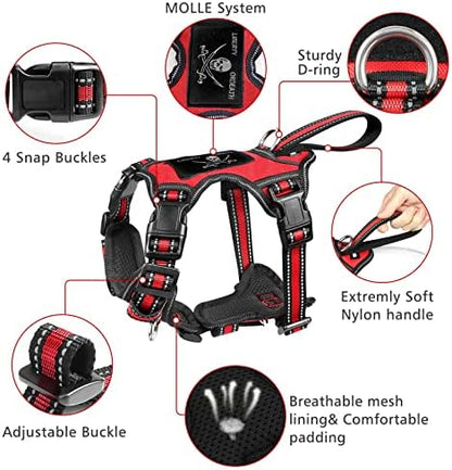 WINSEE Pet Harness Collar and Leash Set, All-in-one Reflective Dog Harness No Pull with Adjustable Buckles for Puppies, Small, Medium, Large, and Extra-Large Dogs (Small, Red) - Image 3