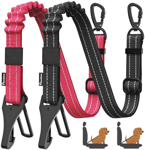 Pawaboo 2Pack Dog Car Seatbelt, 3-in-1 Dog Tether with Buckle & Hook Latch by Pawaboo