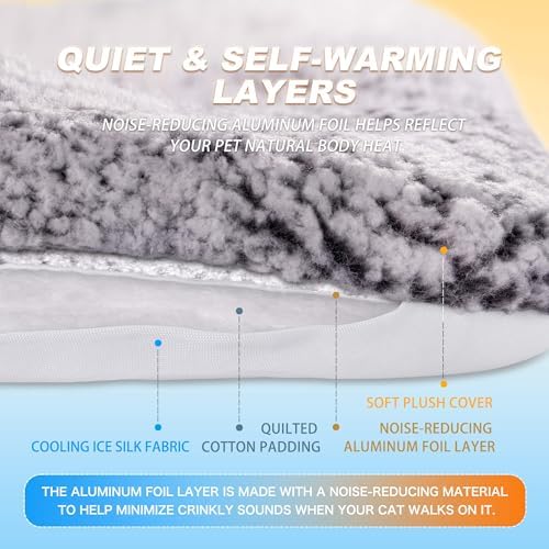 Self Warming Cat Bed, Reversible Cooling Mat for Cats, Gray, 24 x 36 Inches - Image 5