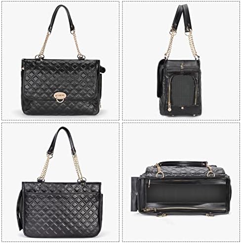 Fashion Pet Carrier Dogs Cat Small Animals Purse Bag, Leather Pet Carriers Dog Puppy Kitten Tote Travel Handbag TSA Airline-Approved - Image 2