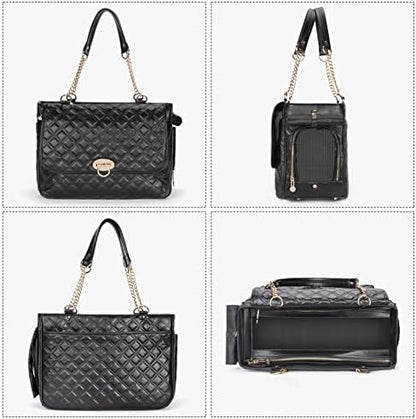 Fashion Pet Carrier Dogs Cat Small Animals Purse Bag, Leather Pet Carriers Dog Puppy Kitten Tote Travel Handbag TSA Airline-Approved - Image 2