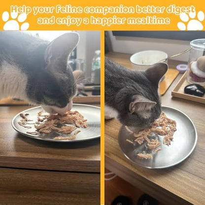 6-Pack Stainless Steel Cat Bowls, 5.5" Whisker Friendly Shallow Plates with Non-Slip Silicone Pads, Food Grade Metal Dishes for Fatigue Relief, Dishwasher Safe for Cats, Kittens - Image 2