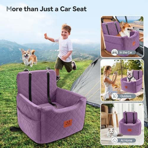 Dog Car Seat for Small/Medium Dogs, Memory Foam Dog Booster Car Seat Purple - Image 5