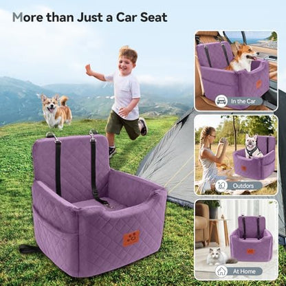 Dog Car Seat for Small/Medium Dogs, Memory Foam Dog Booster Car Seat Purple - Image 5