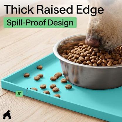 GORILLA GRIP Waterproof Dog Food Mat, Pet Feeding Placemat, 16x10 Turquoise - Image 4