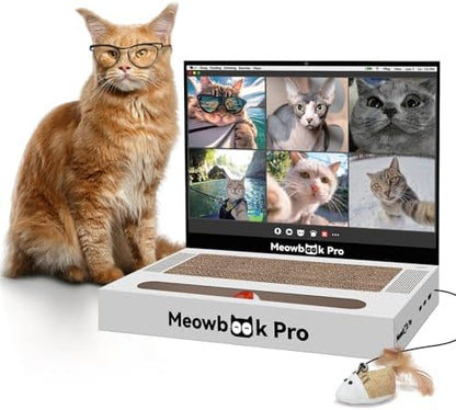 Cat Scratcher Laptop Cat Toy with 'Mouse' Jingle Ball, Stickers by AIWEILUCK