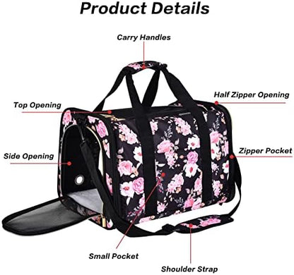 Petmolico Cat Carrier Soft-Sided Airline Approved, Medium, Pink Peony - Image 4