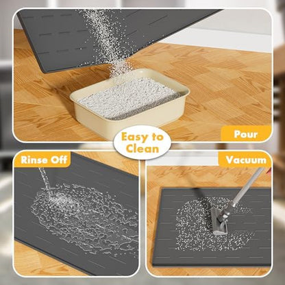 Pieviev Silicone Cat Litter Mat, Traps Litter & Easy to Clean, 34'' x 22'' - Image 5