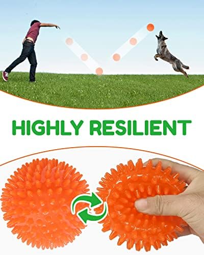 Pweituoet 4.5” Heavy Duty Squeaky Dog Balls for Medium Large Dogs, Dog Toys for Aggressive Chewers, Spike Ball Toys for Clean Teeth and Training(2 Pack) - Image 7