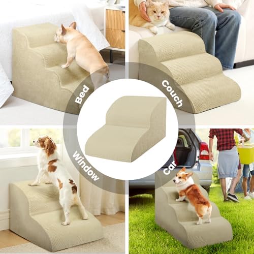 Dog Stairs for Small Dogs, High Density Foam Dog Steps, Extra Wide Non-Slip Pet Ramp for High Beds Or Couch, Soft Doggie Ladder for Dogs Injured, Older Pets, Small Cats - Image 7