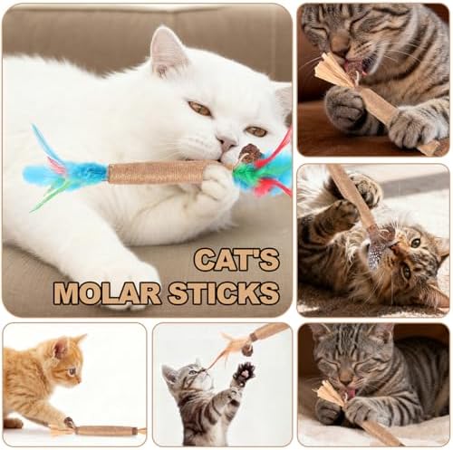 Cat Toys Cat Chew Toys, Silvervine Sticks Catnip Rope Toys for Cats Teeth Cleaning, Kitten Dental Care, Kitty Toys for Indoor Cats Increase Appetite,Enhances Oral & Dental Health (4 Pack) - Image 2