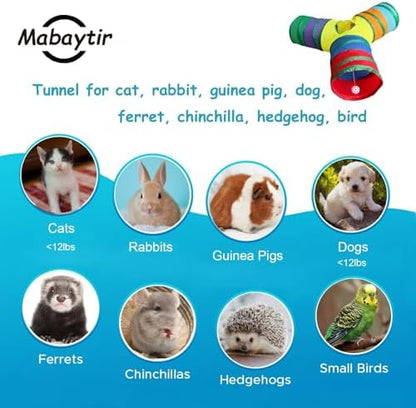 3-Way Collapsible Cat Tunnel Tube Toy Rainbow Y-Shape - Image 5