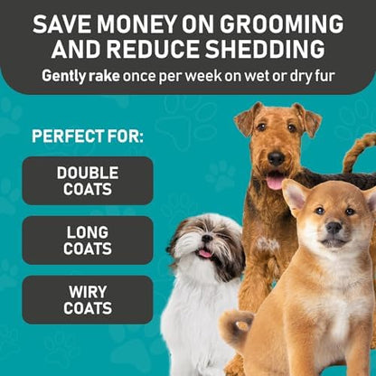 Maxpower Planet Pet Grooming Brush and 2X Grooming Gloves Combo - Double Sided Dematting, Deshedding Undercoat Rake for Dogs and Cats - Reduce Shedding Easily - Blue - Image 6