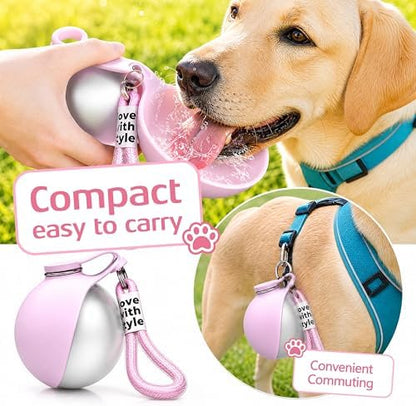 Portable Dog Water Bottle for Walking, 10oz Stainless Steel Pet Water Dispenser with Foldable Silicone Bowl, Leak-Proof Puppy Water Bottle for Small Dogs&Cats,Travel Hiking Outdoor Use(Pink) - Image 6