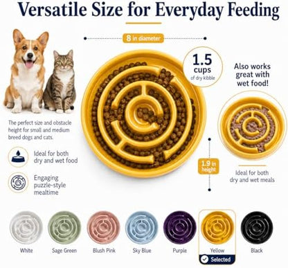 Ceramic Slow Feeder Dog Bowl, 1.5 Cup Puzzle Dish for Small Medium Dogs - Image 2