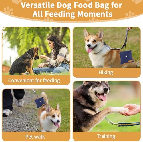 Dog Treat Pouch for Pet Training, Carabiner & Magnetic Buckle, Navy - Image 5