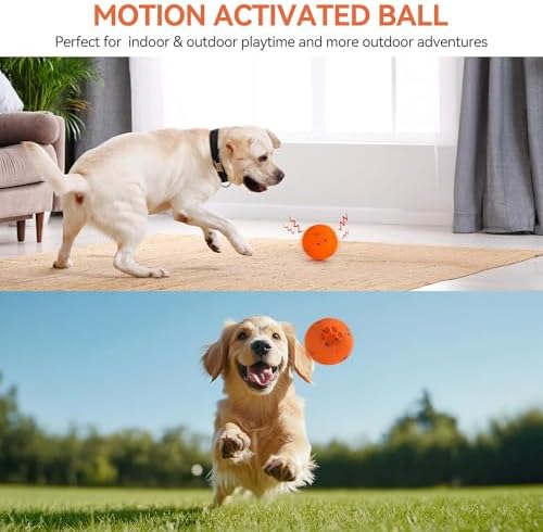 ALL FOR PAWS Interactive Dog Ball Toys, Smart Motion-Activated 2-Mode Automatic Bouncing Ball, E-TPU Material, USB Rechargeable, Enrichment Mental Stimulation Toy for Medium Large Dogs, 3.3 Inches - Image 2