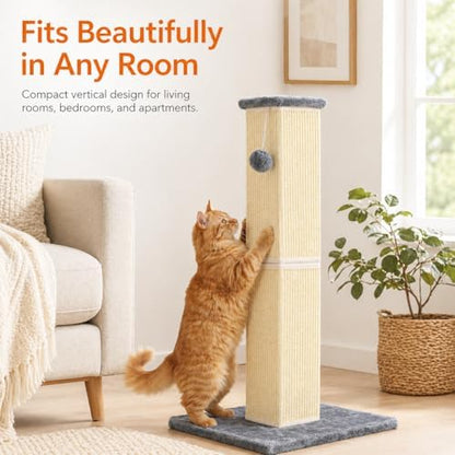 Cat Scratching Post for Indoor Cat, 32 Inch Large Cat Scratcher Grey - Image 6