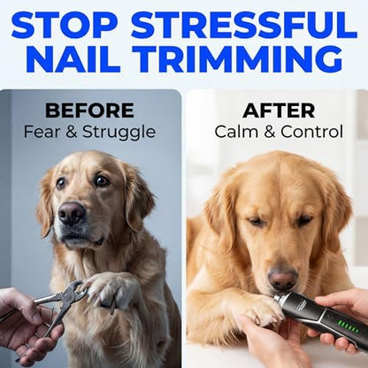 Dog Nail Grinder for Dogs & Cats – 6 Speed Quiet Electric Nail Trimmer with 360° LED Light, 11000 RPM Professional Rotary Toenail Grinder, Rechargeable Pet Nail File for Thick Nails Large Small Dogs - Image 2