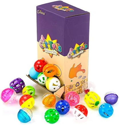 CHIWAVA 36PCS Plastic Noisy Cat Toy Ball with Bell Kitten Chase Toys 8 Type - Image 2