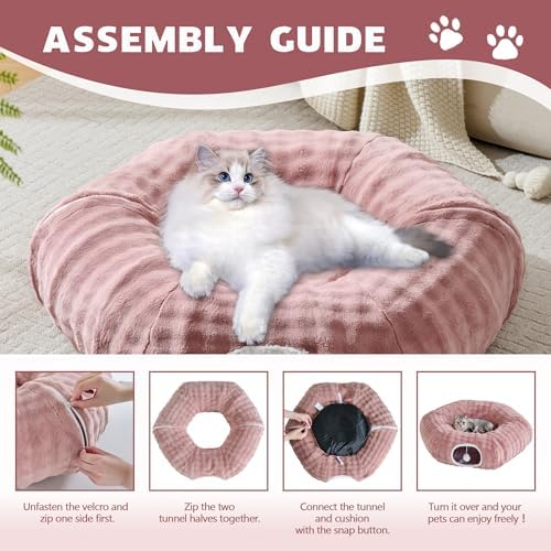 Bubble Round Cat Tunnel for Indoor Cats, Dusty Pink - Image 7