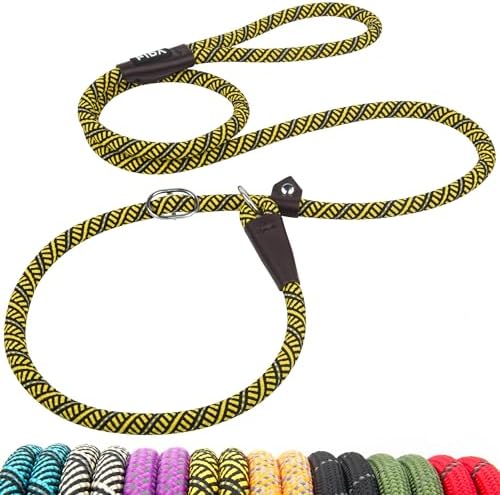 Fida Durable Slip Lead Dog Leash, 6 FT x 1/2" Dog Training Leash, Yellow by Fida
