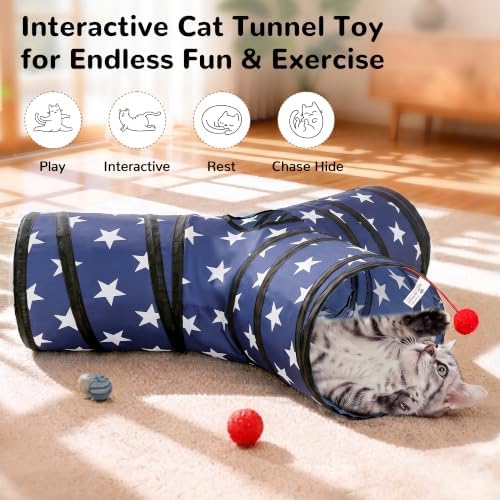 Tempcore Cat Tunnel, 3-Way Collapsible Toy for Indoor Cats, Pentagram - Image 4