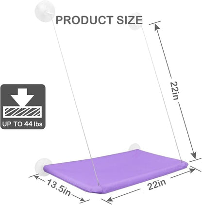 Cat Hammock - Window Bed with Suction Cups, Space Saving Indoor Cat Seat (Purple)