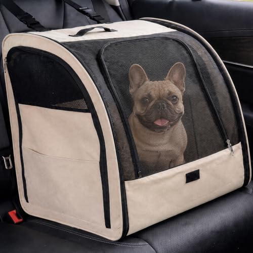 Dog Car Seat for Small Medium Dogs & Cats, Soft-Sided, Beige by Unknown