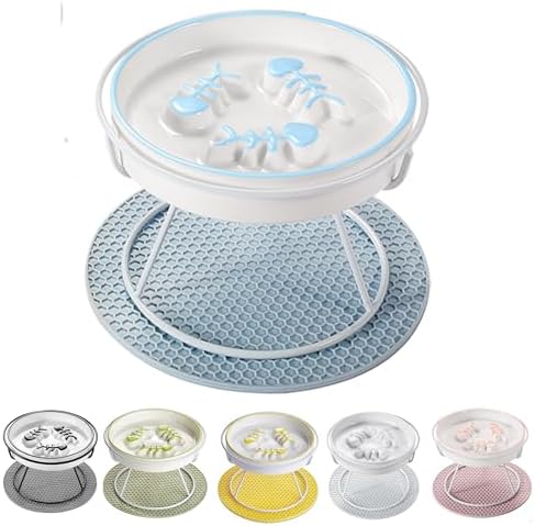 Ceramic Fish-Bone Slow Food Bowl for Cats and Dogs, Dishwasher Safe, Non-Toxic, Engaging Design, Prevents Obesity by Trundisan