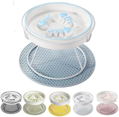Ceramic Fish-Bone Slow Food Bowl for Cats and Dogs, Dishwasher Safe, Non-Toxic, Engaging Design, Prevents Obesity by Trundisan