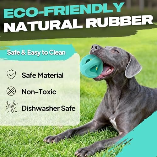 Fida Natural Rubber Dog Balls for Aggressive Chewers, Durable Dog Chew Toys for Large Dogs, Interactive Fetch & Tug of War Toys for Medium Large Breed Non-Toxic Dish Washable,4.5 * 4.5" - Image 2