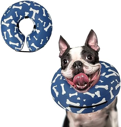 Supet Inflatable Dog Cone Collar Alternative After Surgery, Doggie Neck Donut Collar Recovery ECollar for Post Surgery, Soft Dog Cone for Small Medium Puppies Cats by Supet