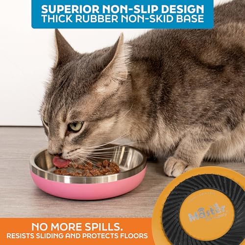 Master Pet Supply Stainless Steel Cat Bowls 9 oz Heavy Duty Mango Tango - Image 4