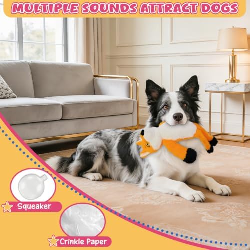3Pack No Stuffing Dog Squeaky Toys, Plush with Crinkle for Medium Small Pet - Image 3