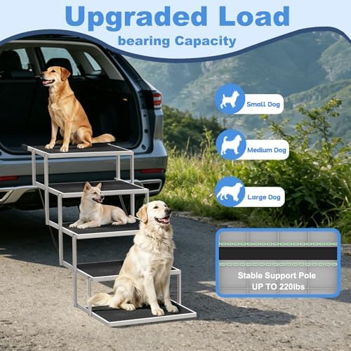 Dog Steps for Car & SUV – 5-Step Foldable Pet Stairs for Large Dogs, Non-Slip Heavy-Duty Plastic Dog Stairs, Lightweight & Portable Vehicle Access, Great Alternative to Dog Ramp for Truck - Image 2