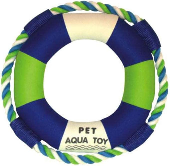Pet Life ® 'Life Raver' Rounded Squeak and Jute Rope Water Floating Chew and Fetch Dog Toy