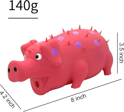 Andiker Dog Squeaky Toy, Dots Latex Dogs Chew Toys with a Oinks Sound Squeaker Grunting Pig Dog Toy Durable Self Play 8" Dogs Squeeze Toy for Dental Biting Chasing to Kill Boring Time (Pink)